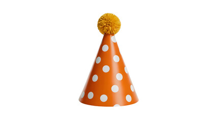 Festive orange party hat with white polka dots ready for a celebration moment
