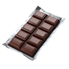 Fototapeta premium Delicious Dark Chocolate Bar: A tantalizing dark chocolate bar rests on opened foil, the rich color and texture of the treat tantalizing the senses.