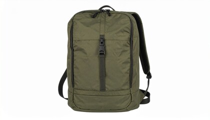 Fototapeta premium Modern olive green backpack perfect for travel, school, or everyday carry with durable design
