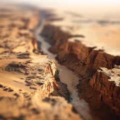 Obraz premium Aerial Photography Dramatic River Canyon Erosion Landscape Geological Terrain Rocky Cliffs Desert Terrain Wilderness Natural Formation Scenic View 