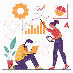 Business analytics team collaborating on growth strategy