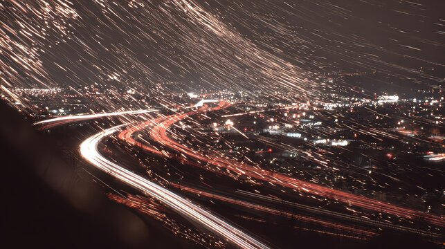 Night City Lights Long Exposure Photography - Powered by Adobe