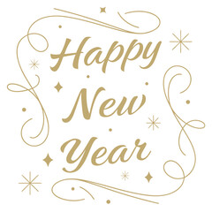 Elegant golden happy new year script holiday celebration