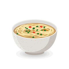 Bowl of Noodle Soup Vector Illustration, Asian Cuisine
