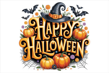 Obraz premium Spooky & Cute Watercolor Halloween T-Shirt – Pastel Ghosts & Pumpkins Design