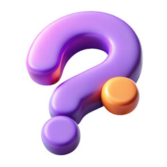 Naklejka premium Purple 3d question mark with orange dot isolated on transparent background