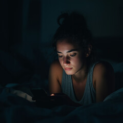 young woman watching tv