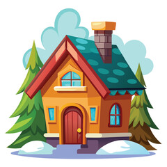 Cozy Cartoon House Vector Art