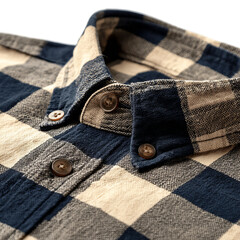 Checkered Shirt Close-up: A close-up shot of a meticulously crafted checkered shirt, showcasing the interplay of fabric textures and meticulous design.