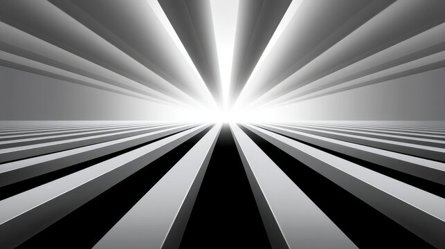 Abstract monochrome lines converging towards a bright center, creating a sense of depth.