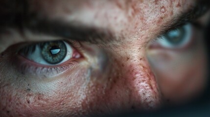 Intense close-up of a focused eye, revealing emotion and detail. Business success.