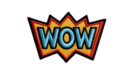 Dynamic WOW patch design perfect for expressing excitement or surprise in style