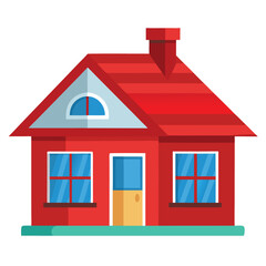 Red Roof Cottage Vector Illustration