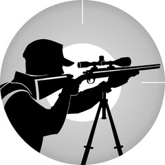 hunter shooting with rifle
