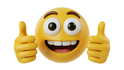 Happy Emoji with Thumbs Up Expressing Positive Emotions and Approval