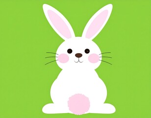 Obraz premium Cute cartoon rabbit on a bright green background
