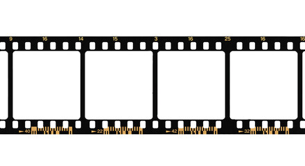 A blank film strip with a vintage border is a classic illustration of 35mm photography