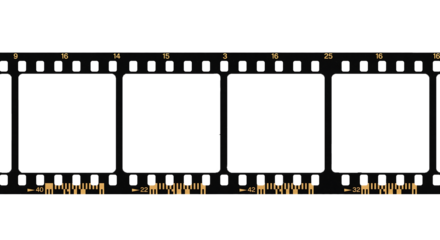 A blank film strip with a vintage border is a classic illustration of 35mm photography