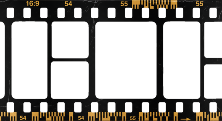 Black and white vintage photograph film strip with blank borders