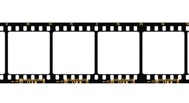 A blank film strip with a vintage border is a classic illustration of 35mm photography