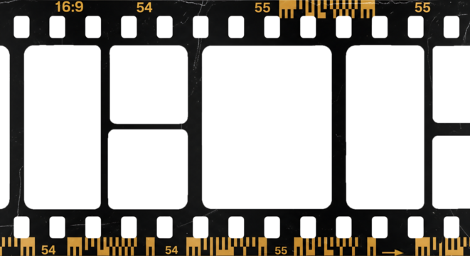 Black and white vintage photograph film strip with blank borders