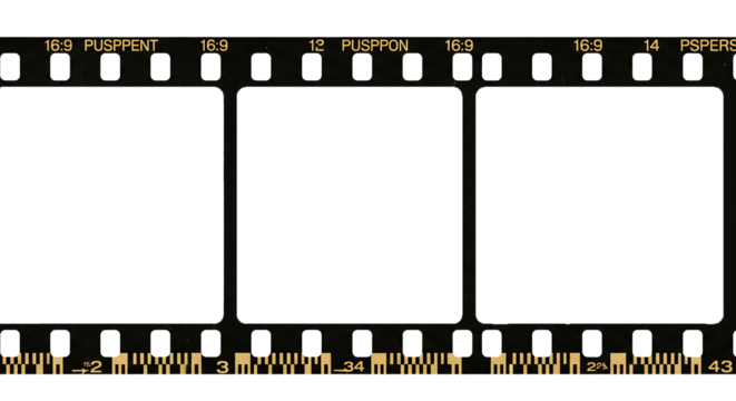 Blank photo strip with a 35mm film frame and a negative border, perfect for vintage photography illustrations or movie video art