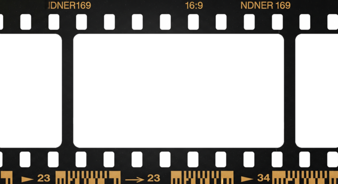 A blank film strip frame from a vintage movie cinema reel