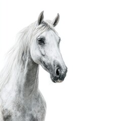 Close-up of a gray horse's head, profile view