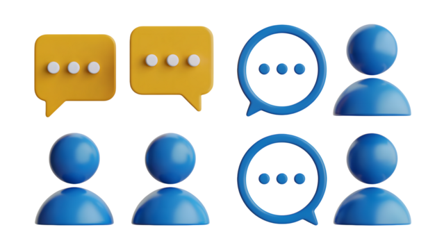 Digital communication concept with speech bubbles and user icons in modern design