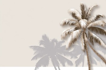 Beige-toned digital illustration of palm trees and shadows