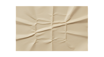 Beige paper sheet with gridlike folds and creases creating a textured surface.