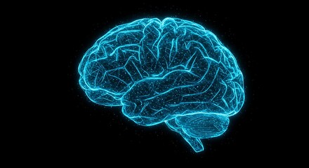 Abstract Digital Brain with Blue Glowing Plexus