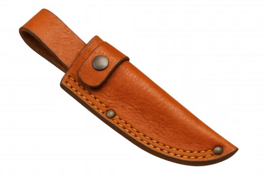Hunting knife leather sheath isolated on transparent background, ready for your design projects