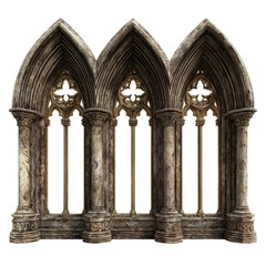 Fototapeta premium Ancient Gothic Architecture: An imposing triple gothic window, showcasing intricate stone detailing, and reminiscent of historic buildings.