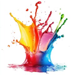 Colorful paint splashes against white background