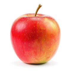 Single red and yellow apple against white background