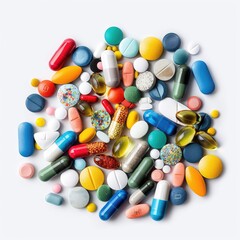 Colorful assortment of pills and capsules
