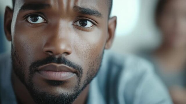 African American man with a contemplative expression looking away from the camera, set against an indeterminate background.