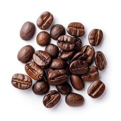 Roasted coffee beans clustered, top view (1)