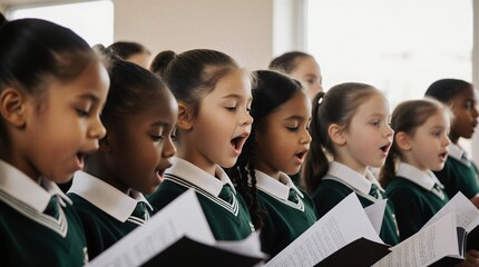 music lesson: joyful children's choir practicing together | music lesson, school music lesson, children's music lesson, education, children's education theme