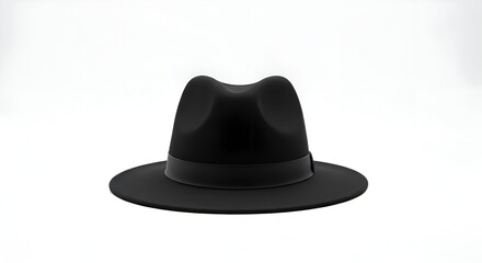 Fototapeta premium Black fedora hat worn by country singers at concerts, centered on white background