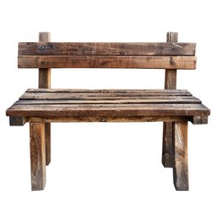 Rustic wooden park bench, simple design