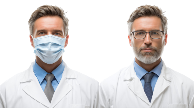 Doctor with and without a face covering