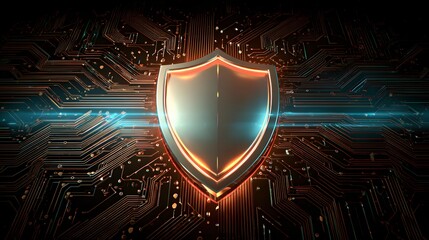 Futuristic glowing shield symbolizing cybersecurity protection