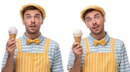 Man holding two ice cream cones