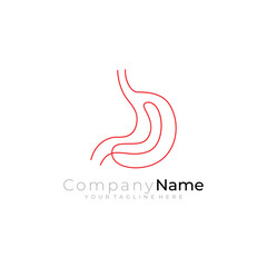 stomach logo template with line style in red color