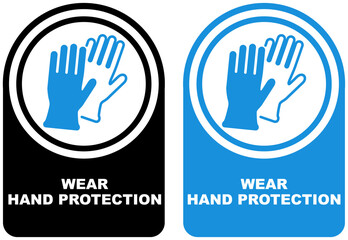 Set vector wear hand protection sign symbol labels sticker design illustration