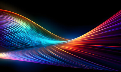 Dark waves of neon blue and purple lines smoothly move in a dynamic rhythm on a black background.