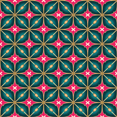 Fototapeta premium Seamless quatrefoil floral pattern for Peranakan interiors