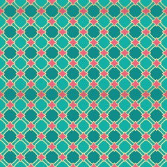 Seamless diagonal lattice pattern with Peranakan basket weave